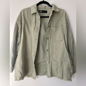 Zara Mint Green Textured Jacket